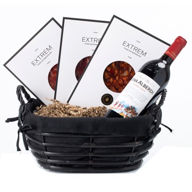 Cesta Embutidos Ibéricos y vino Rioja